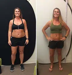 Before and after weight loss results.